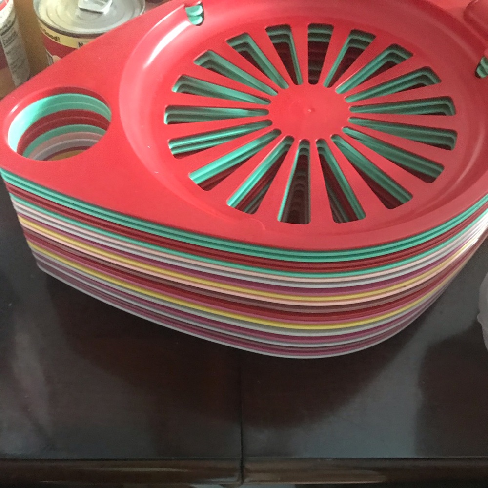 Lot of plastic trays with cup holders